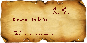 Kaczor Iván névjegykártya